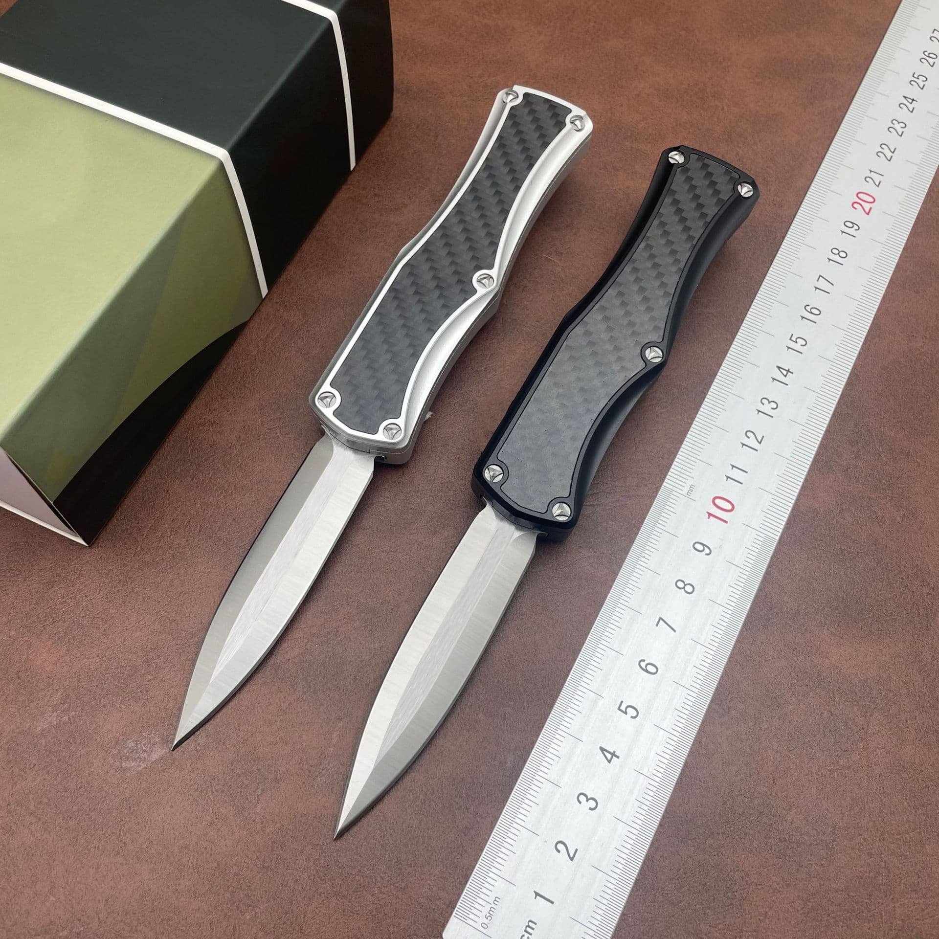 Cross-Border Hot Selling OTF Microtech Hera Goddess Outdoor Knife Aluminum Handle Carbon Fiber Grip Portable Pocket Knife