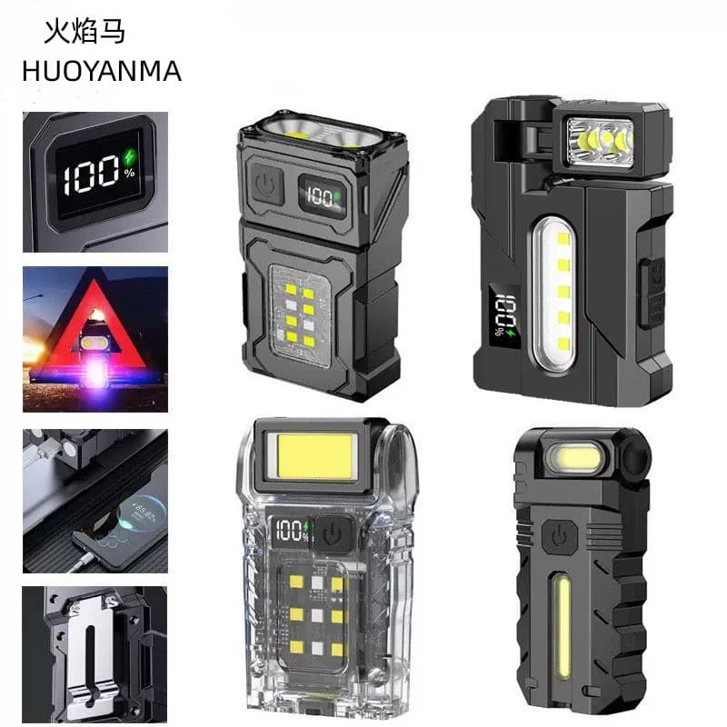 Cross-Border Outdoor Mini Flashlight High-Power Small Cannon Dual Light Source Side Lamp Bright Magnetic Pen Clip Portable Warning Light