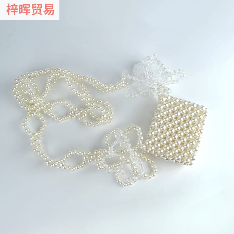 Pearl Handmade Bag, Fishing Line Woven Bag, Handmade Women's Bag, Long Strap Shoulder Crossbody Backpack, New Arrival