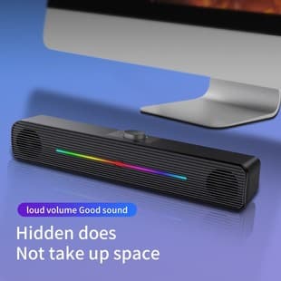 RGB Computer Speakers Gaming Laptop Desktop USB Multimedia Small Soundbar Long Strip Glowing Subwoofer