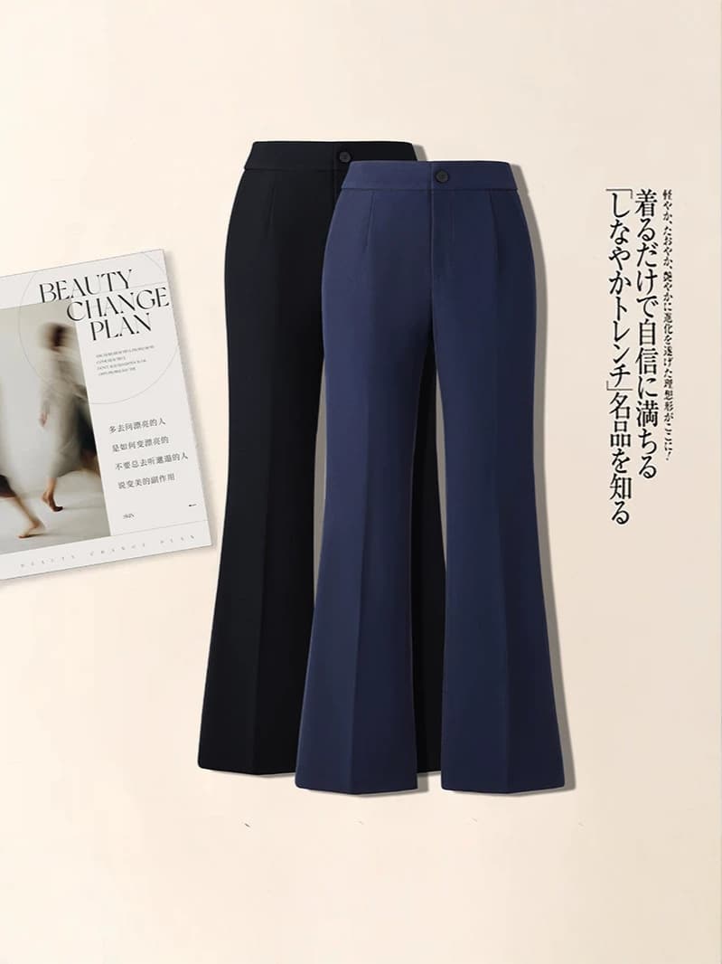 Black Wide-Leg Pants for Women, Summer Wrinkle-Free, Petite-Friendly, High-End Suit Pants, Interview Commute, Slightly Flared