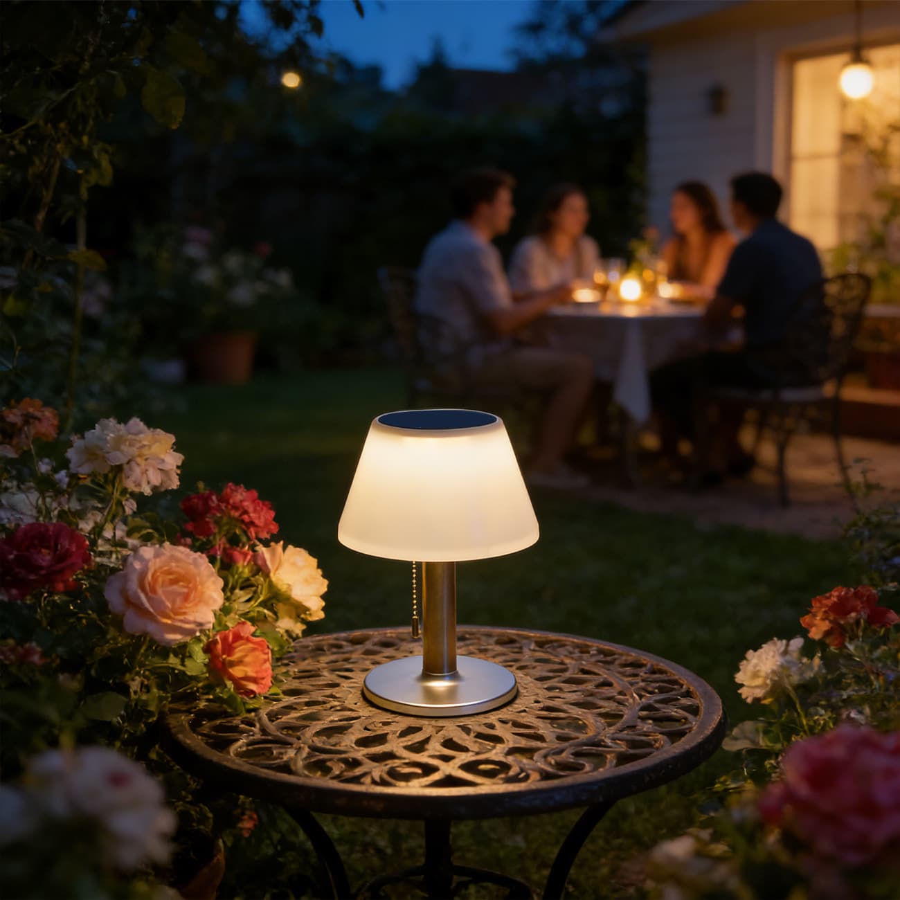 Cross-border Three-Gear Pull-Cord Solar Table Lamp Decorative Ornament for Garden Villa Outdoor Bar Camping Ambient Night Light