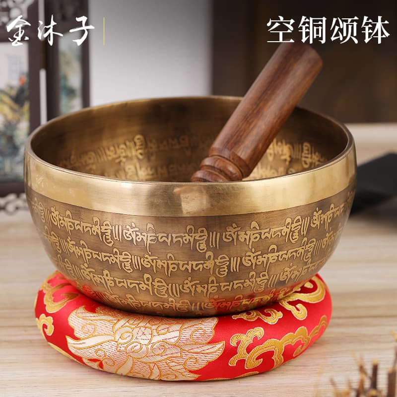 Nepal Handmade Singing Bowl Meditation Bowl Copper Bowl Yoga Healing Cross Vajra Pattern Singing Bowl Copper Chime Ritual Instrument