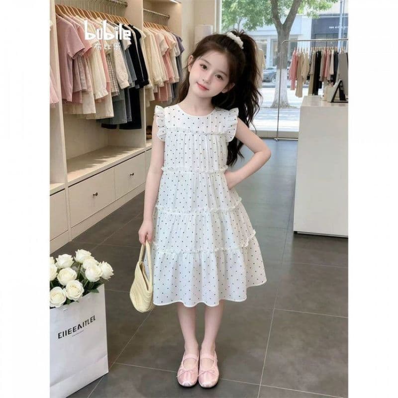 2026 Summer Skirts for Girls, Middle and Large Children, Flying Sleeves, Hair Flower Dresses, Girls Teen Fashion