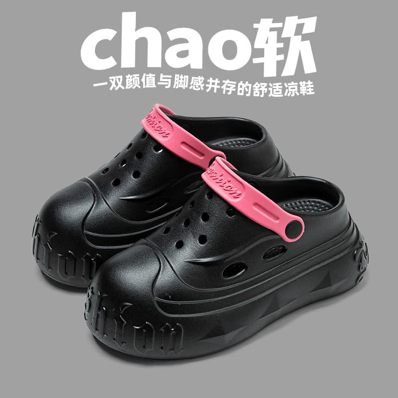 Thick Sole High Heel Sandals Women's Clog Sandals Outdoor One-Strap Beach Shoes Home Slippers Women's Shoes Closed-Toe Slides