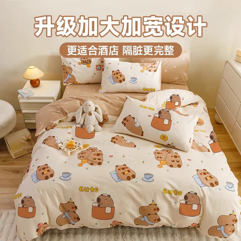Hotel bed sheet, duvet cover, and pillowcase disposable travel set for train sleeper, 3-4 piece set