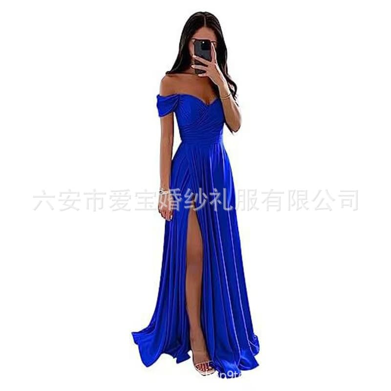 One-Shoulder Wedding Evening Dress for Women, Cross-Border Party Banquet Sexy High-End Gown for Amazon