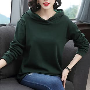 Fleece Hoodie 2026 Autumn Winter New Women Hooded Sweatshirt Plus Size Loose Middle-Aged Mother Hooded Base Layer Long Sleeve Top