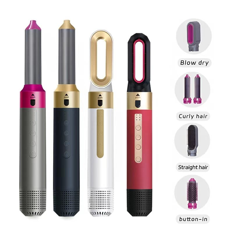 Five-In-One Hot Air Comb Blow Dryer High-Speed Automatic Curling Iron Straightening Iron Titanium Coated Barrel for Dry Wet Use