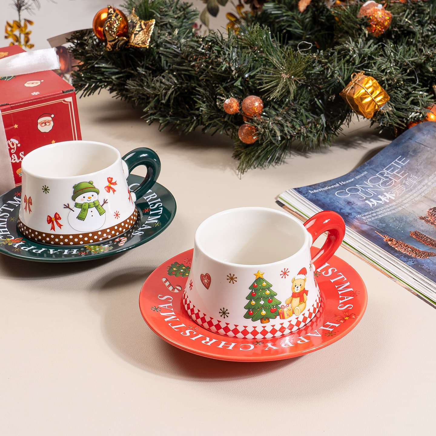 Santa Claus Ceramic Mug Souvenir, Cute Coffee Cup for Women, Christmas Gift, High-Quality Mug