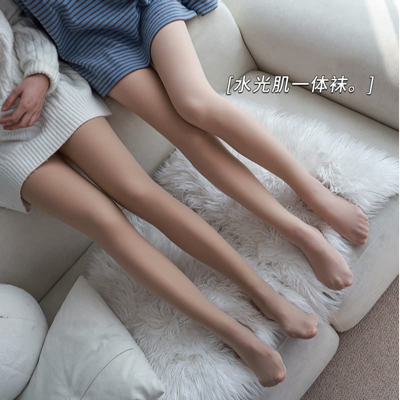 Water Gloss Stockings, Bare Leg Magic Tights for Women, Autumn Winter Nude Feel Spring Autumn Style, Flesh-Colored Fleece-Lined Thick Single Layer Skin-Tone Base Layer Tights