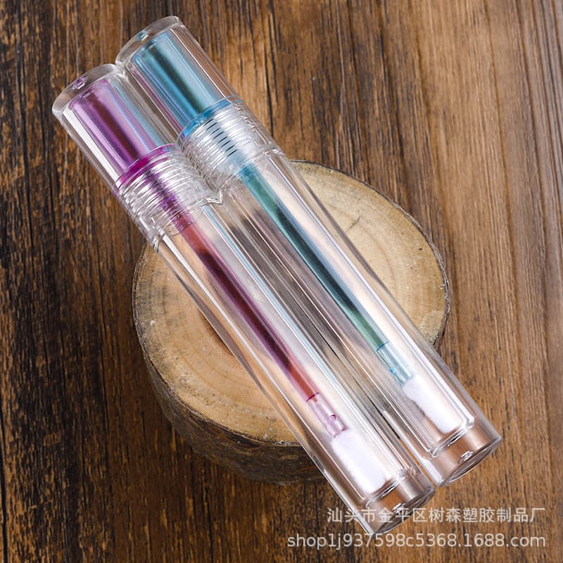 In Stock Cosmetic Packaging Round Fully Transparent Lip Gloss Empty Tube Pearl Lip Gloss Mascara Tube Transparent Hollow Concealer Bottle