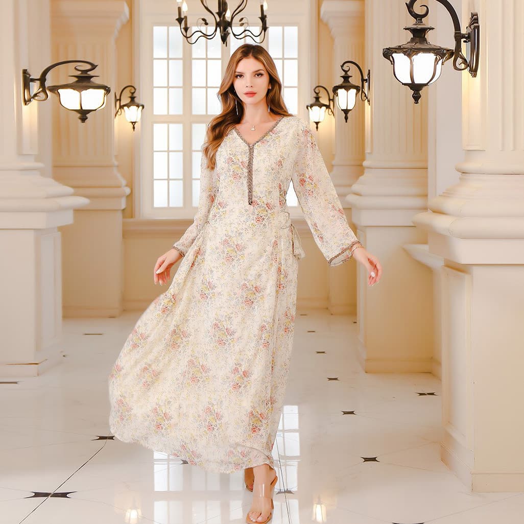 New Arrival Women's Chiffon Dress, Wholesale from Factory, Elegant Beaded Summer Maxi Dress for Festivals