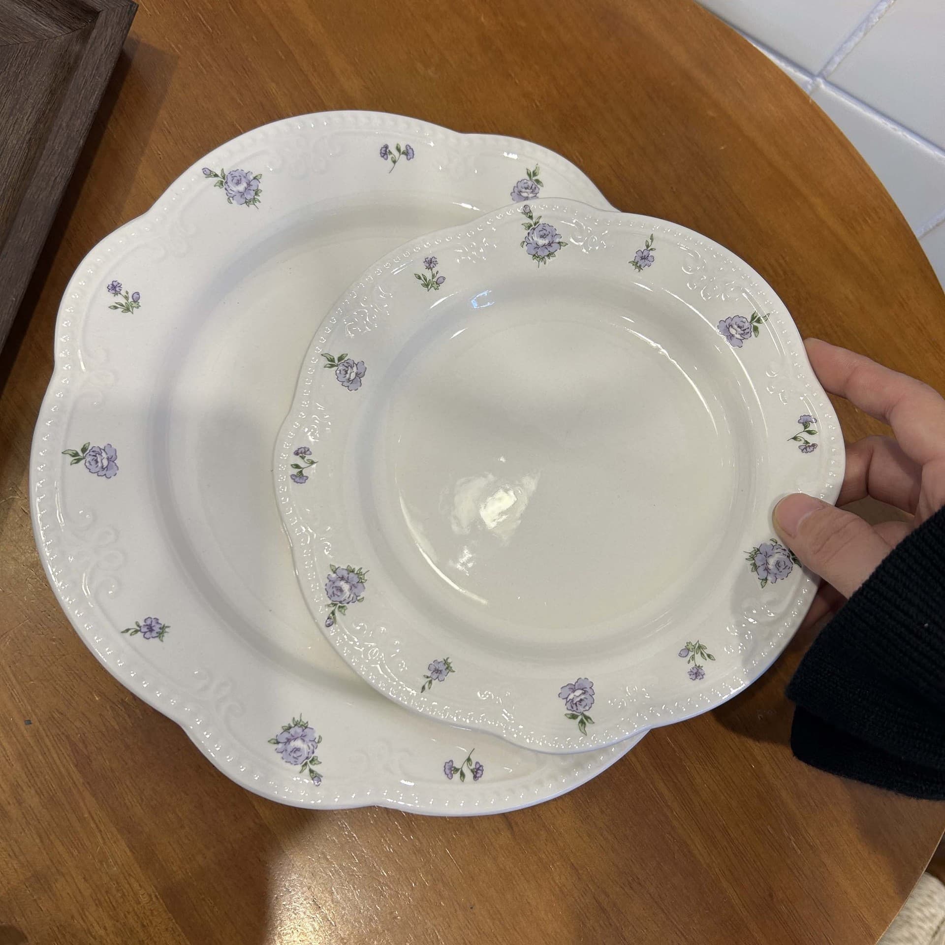 Purple rose embossed ceramic plate set household dish plate dessert plate coffee saucer cup tableware high value retro