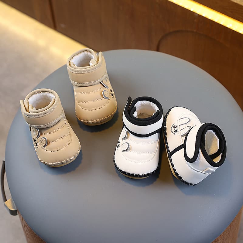New Autumn/Winter Infant Shoes Soft-Soled Learning Shoes for 0-1.5 Years, Unisex Baby Fleece-Lined Thickened Cotton Shoes Wholesale