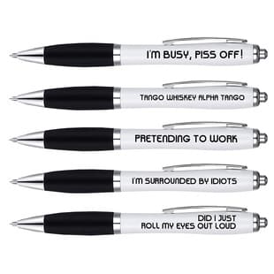Funny Pens I'm Busy Work Pens Gourd Pens 5 Pens Retractable Ballpoint Pen Set with Funny Text