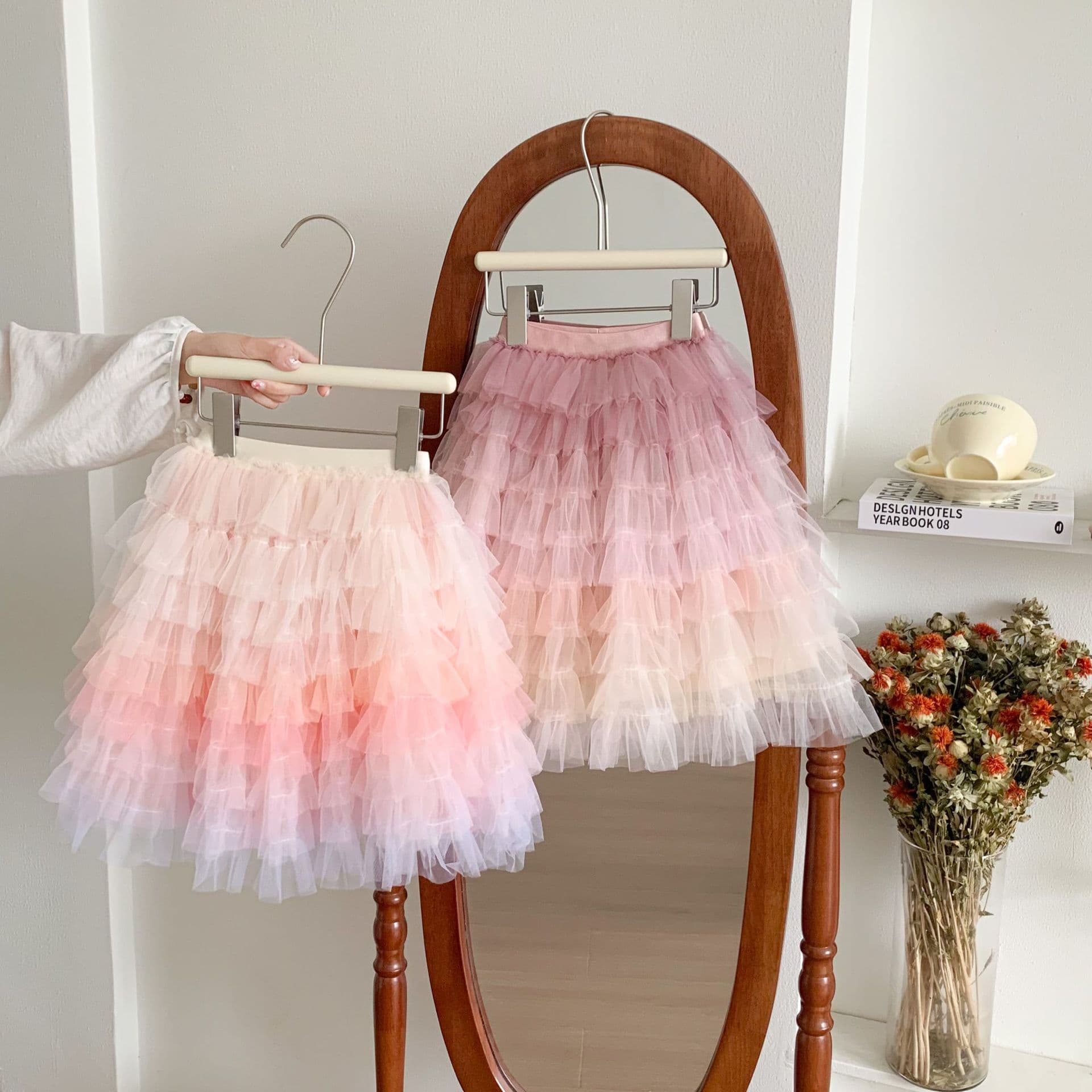 New Children's Rainbow Cake Dress Versatile Mesh Tulle Tutu Dress Birthday Princess Dress Performance Dance Dress Waist Skirt