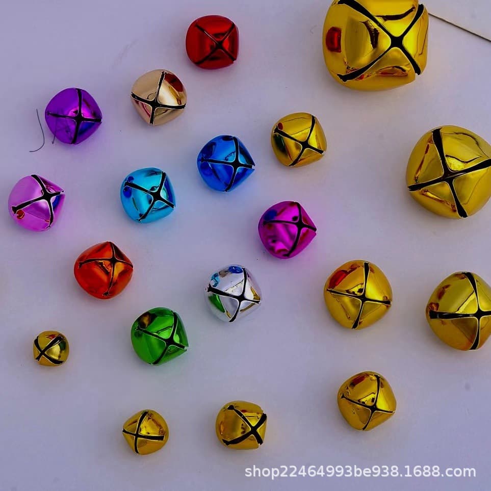 Wholesale Vacuum Plated Silver Color Gold Christmas Bell Cross Opening Copper Bell Pendant Pet Bell