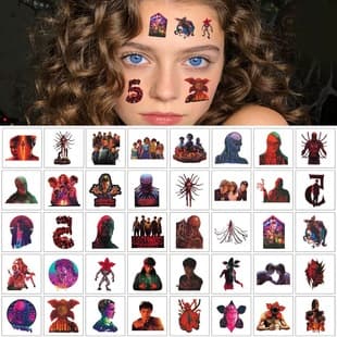 80 Pcs Hot Trending TV Series Stranger Things 5 Graffiti Tattoo Stickers Cartoon Anime Face Stickers Arm Stickers