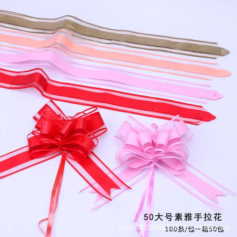 5cm elegant snow gauze garland large wedding car decoration bow, gift streamer, gift box ribbon, flower silk ribbon wholesale