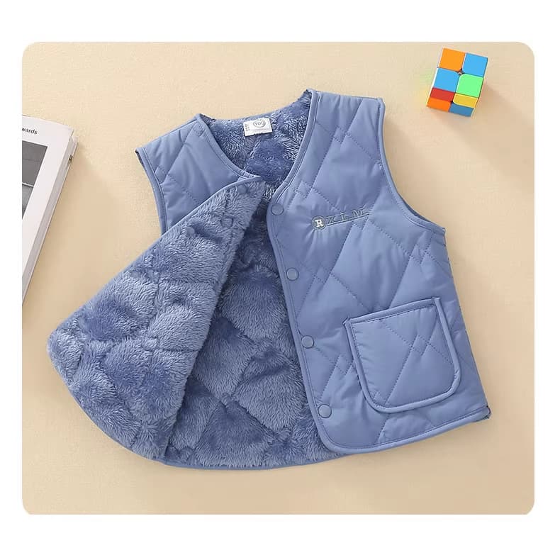 Baby Vest Thermal Lined Fleece Vest New Autumn Winter Toddler Kids Short Cotton Vest Solid Color