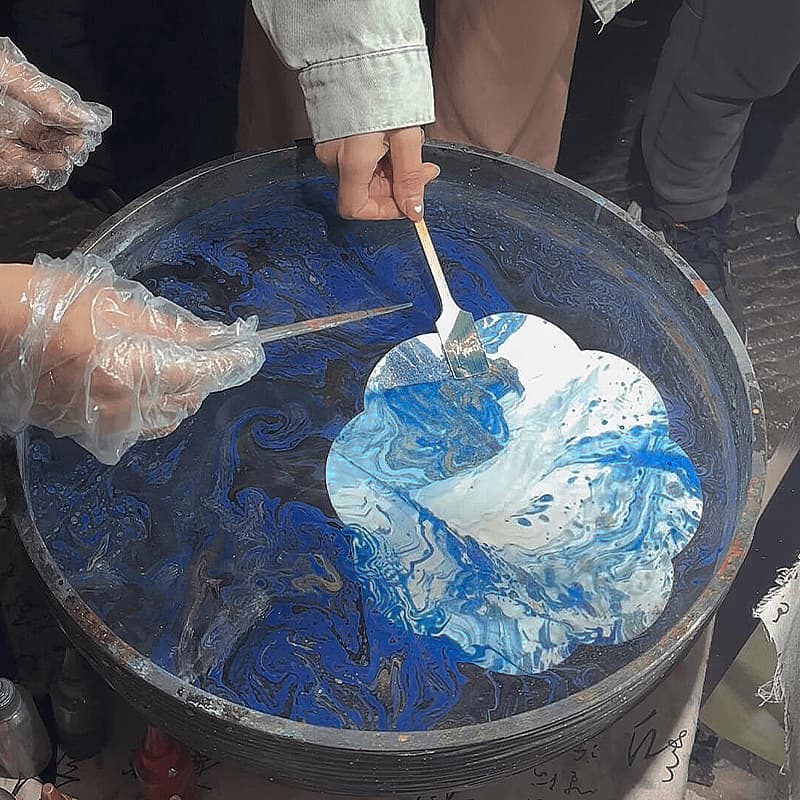 DIY Lacquer Fan Kit, Intangible Cultural Heritage Drift Lacquer Round Fan, Handmade Xuan Paper Fan with Cashew Lacquer Pigments, Pop-Up Dyeing Stall