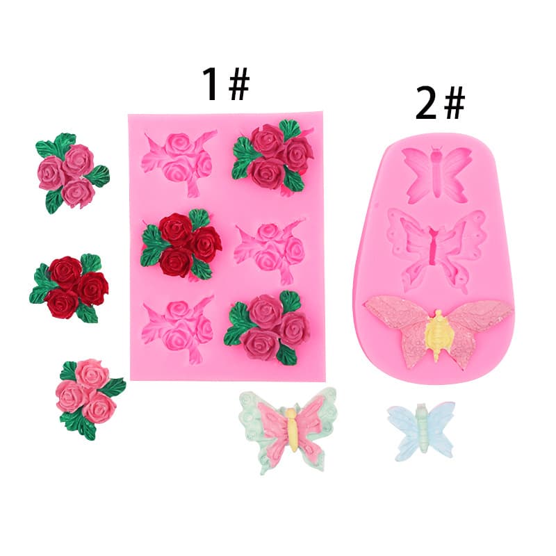 Rose Leaf Butterfly Fondant Silicone Mold Aromatherapy Plaster Decorative Wax Brand Silicone Mold DIY Diffuser Stone