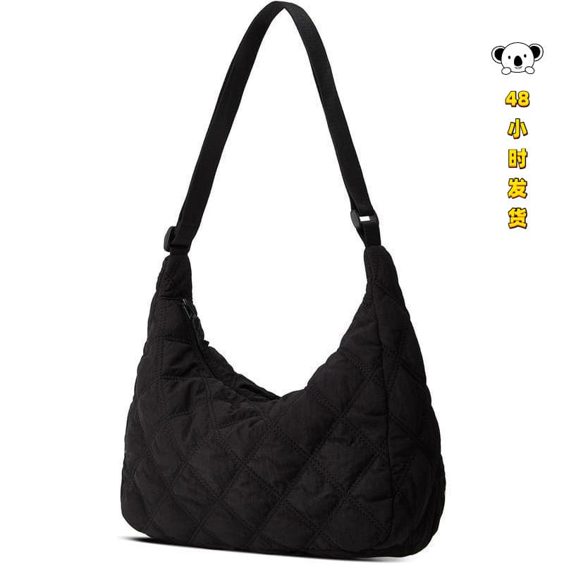 J 83943 Embroidered Diamond Quilted Shoulder Bag