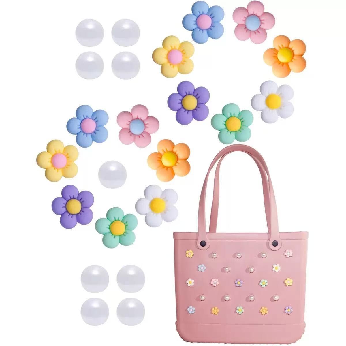 MonCarame Rubber Beach Accessory Charm Daisy Decoration for Handbag Purse