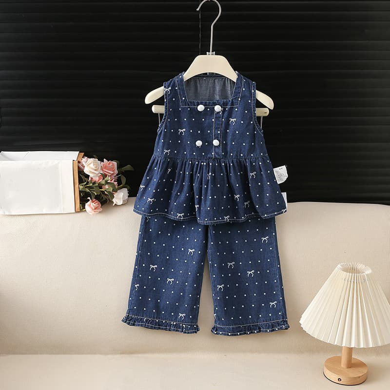 Summer new style Korean style Star Dream denim wide shoulder suit for children and middle-aged children