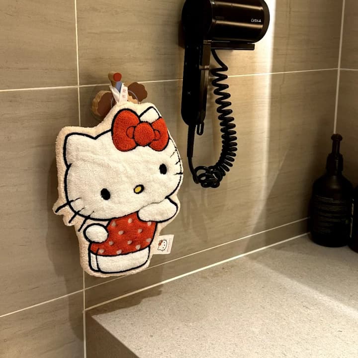 Hello Kitty Hand Towel Cute Cartoon Wash Towel Hanging Double Layer Thick Absorbent Coral Fleece