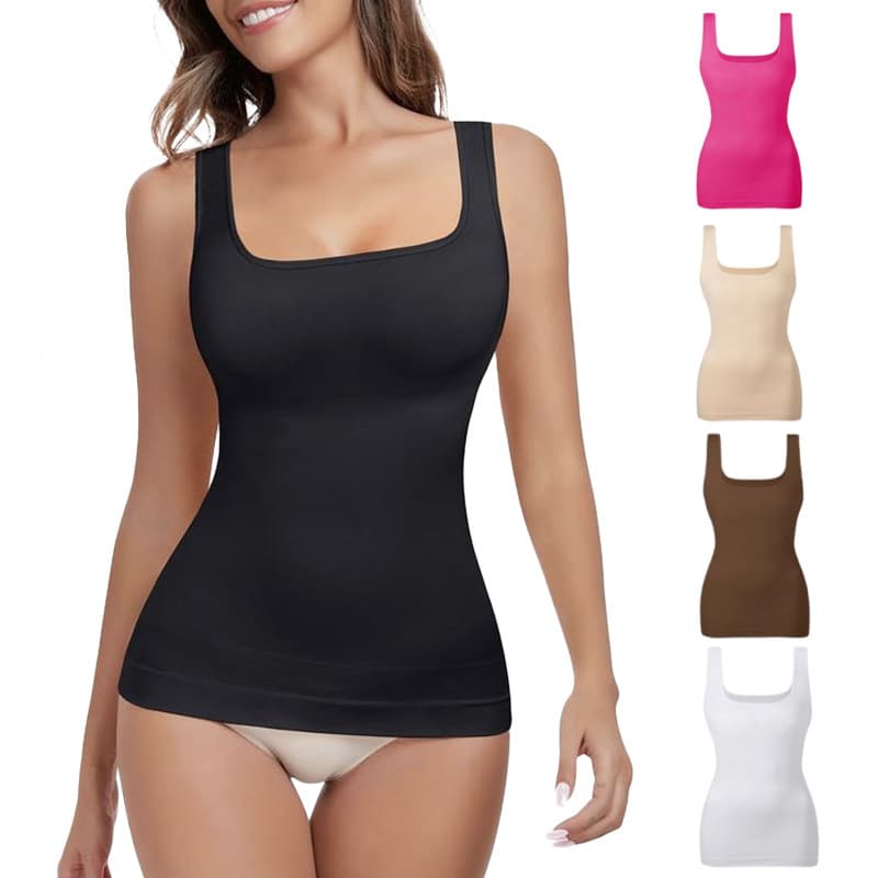 Cross-border Amazon Women's Tummy Control Shapewear Compression Tank Top Seamless Square Neck Women's Shapewear Top In Stock