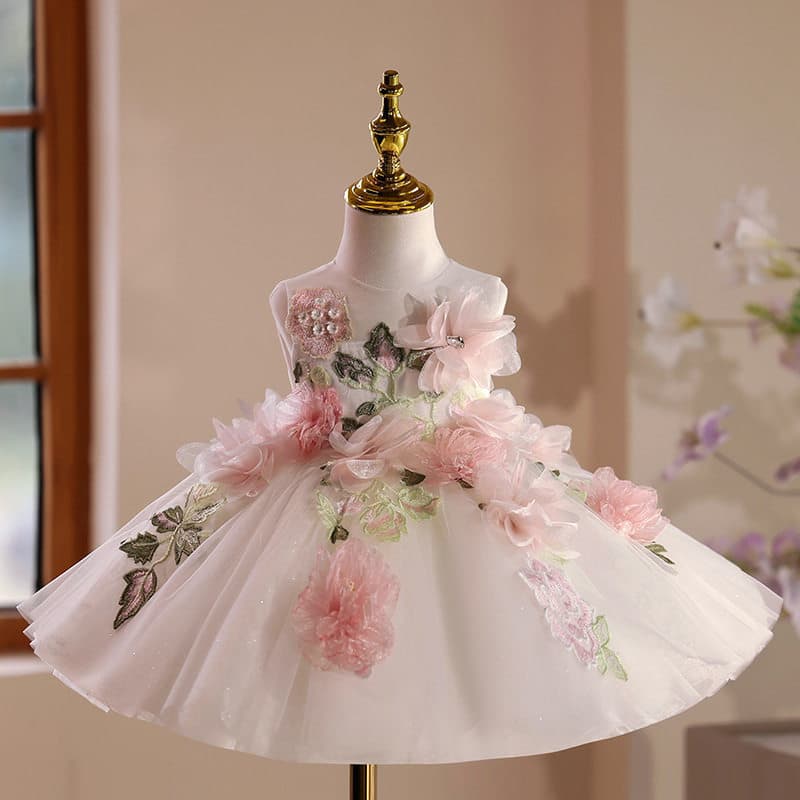 2026 New Style Girls Dress Forest Birthday Flower Girl Little Host Performance Outfit Children's First Birthday Princess Dress