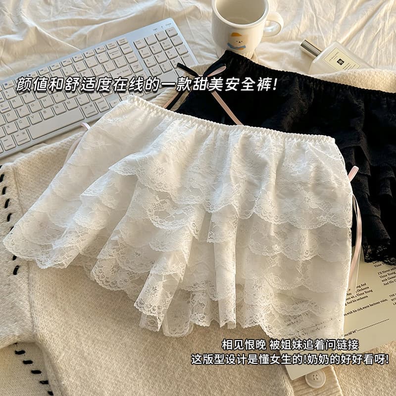 Women's Ice Silk Safety Shorts Lace Lining Plus Size Anti-Exposure Wholesale Women's Safety Shorts