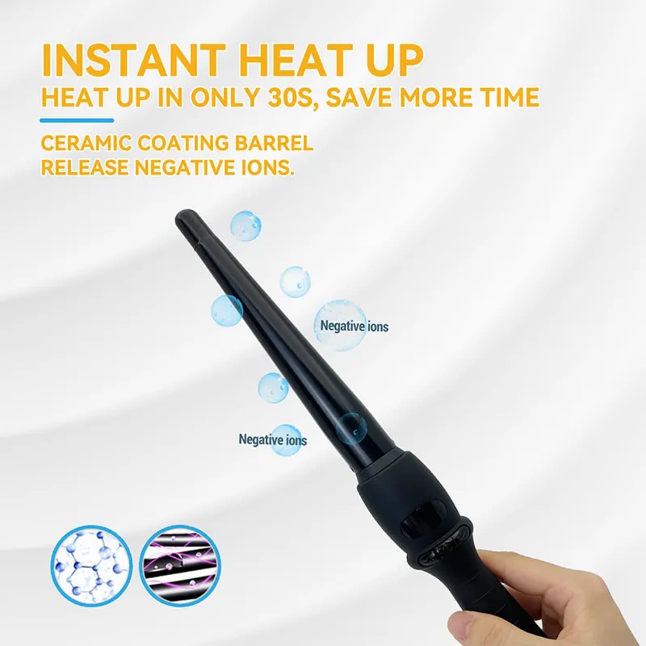 Black LCD curling iron cross-border foreign trade hot-selling ceramic wool curl egg roll stick lazy dual-use tapered curler