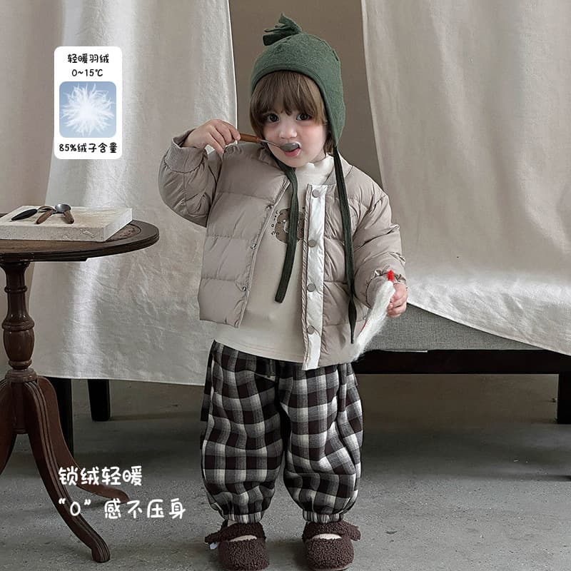 Boy's down-filled white duck down jacket, autumn and winter warm outerwear for infants and toddlers, cartoon down jacket, Class A