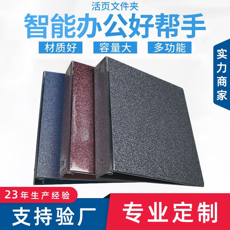 Cover Glitter A4 Folder Logo Plastic PVC Binder Office Insert Page Contract Document Organizer