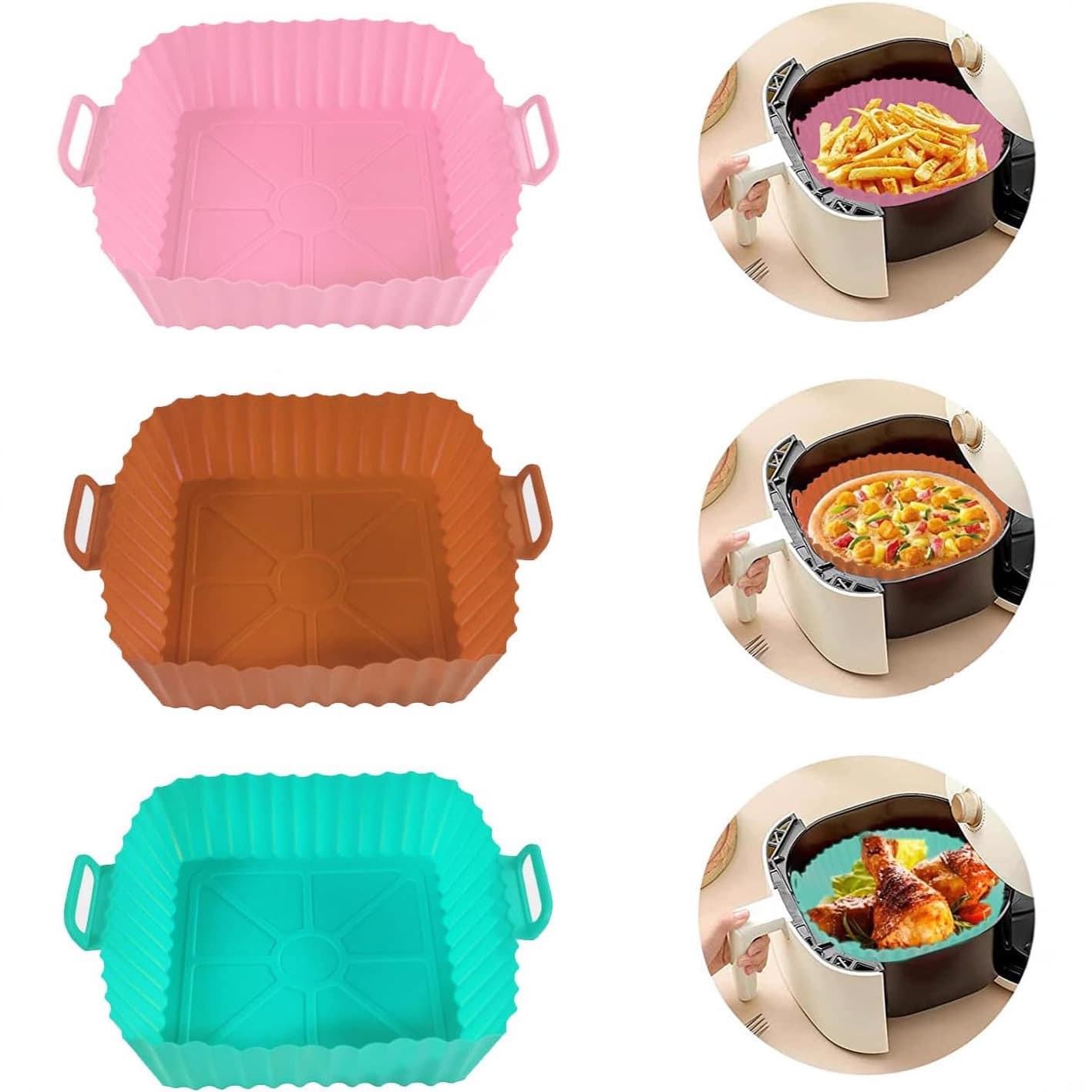 Cross-border hot-selling air fryer silicone baking mat, baking tray silicone mat, high-temperature resistant oven tray for home use.