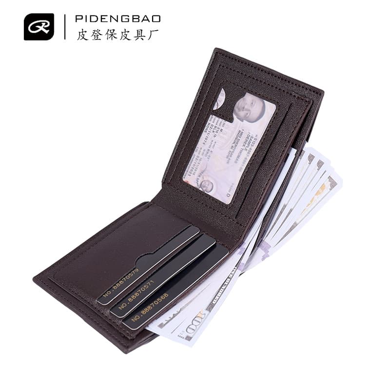 New Cross-Border Men's Slim Bifold Vintage Fashion Wallet PU Leather Money Clip Dollar Bill Holder Wholesale