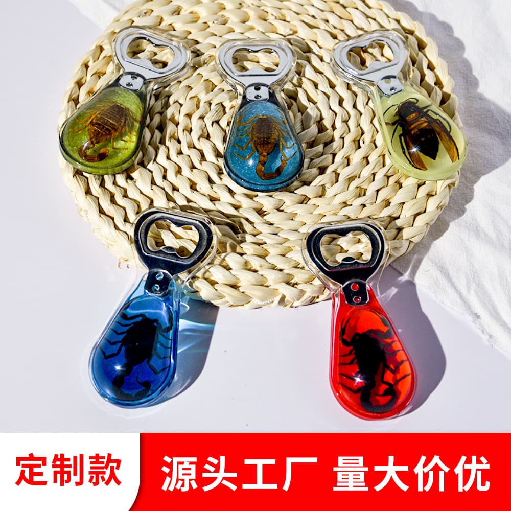 Factory Direct Custom Resin Casting Embedded Insects, Hornet, Scorpion, Spider Beer Bottle Opener, Acrylic