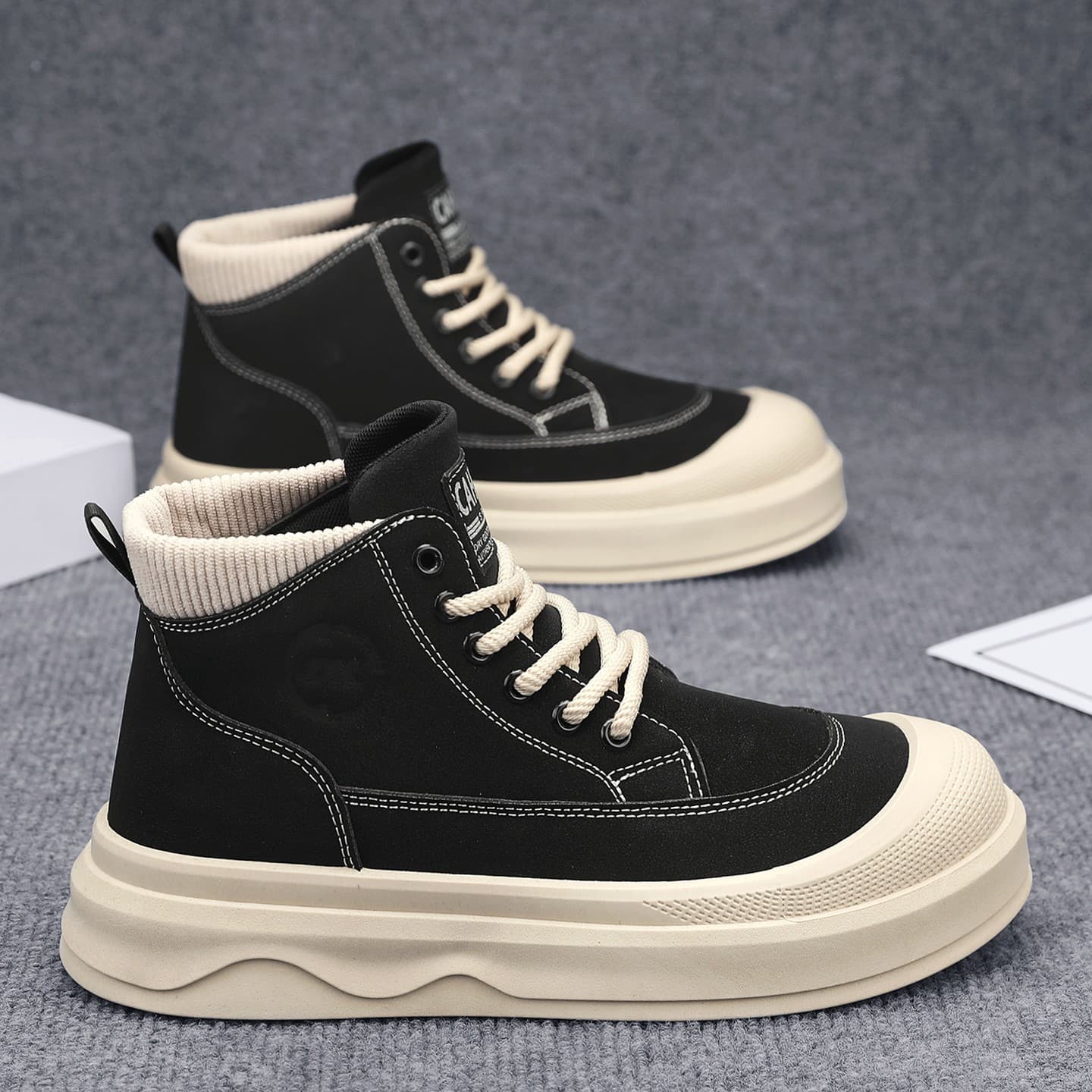 Martin Boots Men's Shoes Autumn/Winter High-Top Thick-Soled Work Leather Boots 2025 New Student Sports Trendy Height-Increasing Sneakers