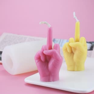 3D Middle Finger Silicone Mold Finger Scented Candle Mold Amazon Hot Selling DIY Plaster Ornament Mold