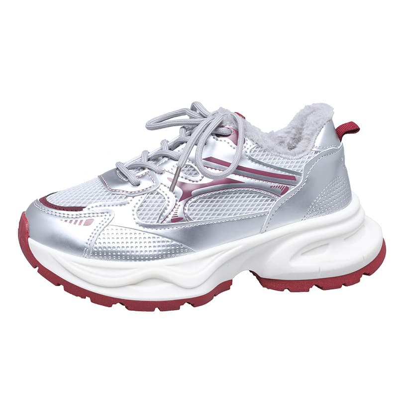 Versatile Sneakers Women 2026 New Winter Fleece-Lined Thick Warm Cotton Shoes Cushioned Running Dad Shoes
