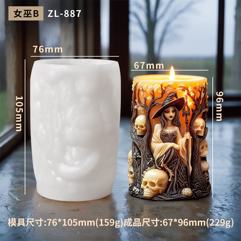 Sanxin Witch Aromatherapy Candle Mold Halloween Portrait Candle Horror Creative Silicone Mold Source Factory