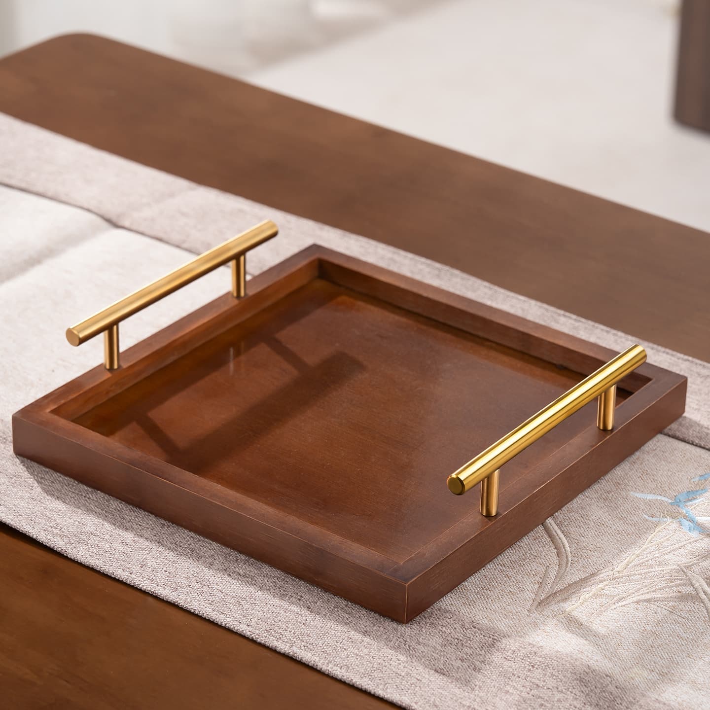 Solid Wood Tea Tray, Japanese Style Bamboo Wood Snack Tray for Home Kung Fu Tea Set, Tea Break Bread Plate