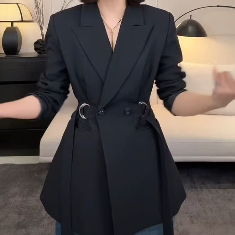Korean-style Belted Waist Blazer for Women Spring New Trendy Slim Fit Designer Jacket