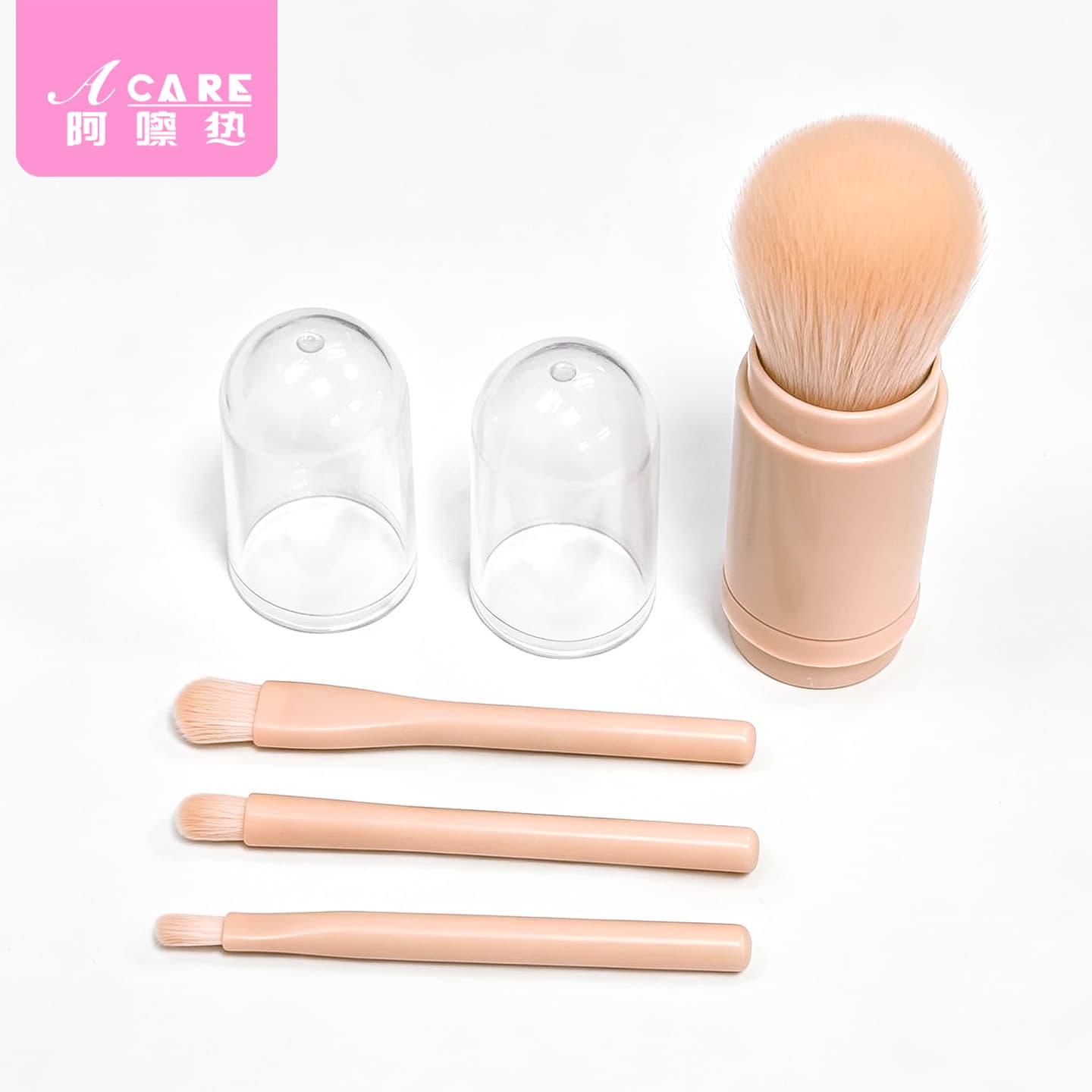 Free Shipping / Makeup Brush / 4-In-1 B1V Portable Makeup Brush, Powder Brush, Eye Shadow Brush, Facial Makeup Application Tool