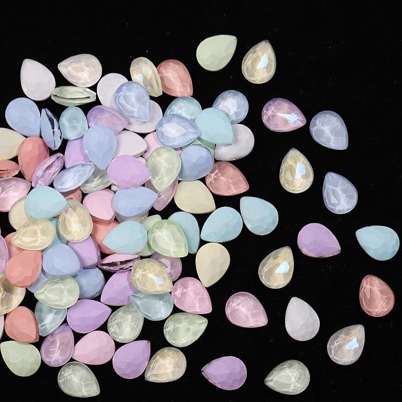 Mini mixed color mocha crooked heart fat square manicure diamond 8mm protein mocha nail decoration diy accessories