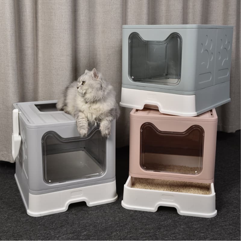 Large Foldable Closed Cat Litter Box Toilet Potty Tray Cat Kitty Poop Pee Tray Pet House Cage Nest