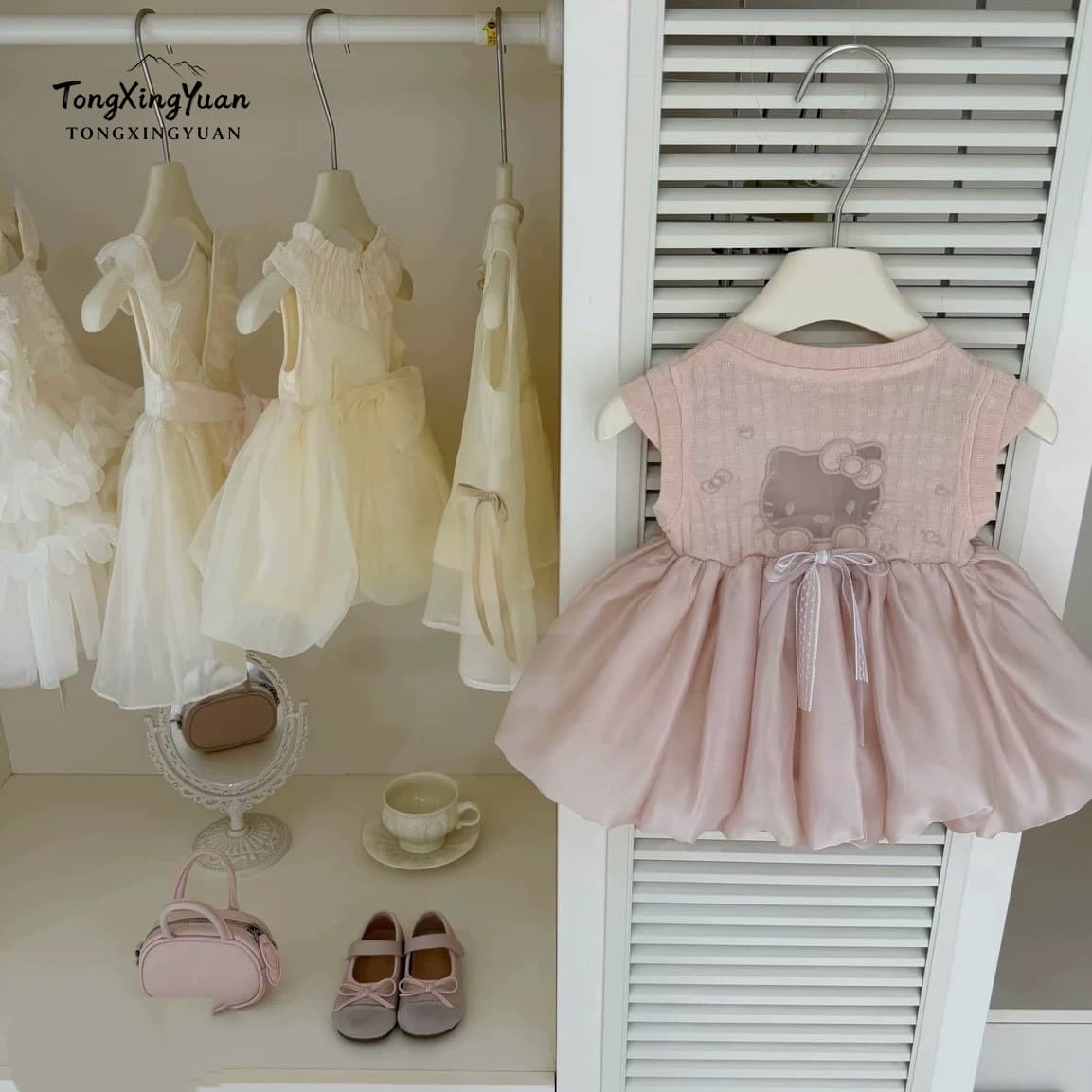 Child star Yuan's sweetheart KT in children's clothing! Sweet 2026 Girls KT Style Puff Dress Birthday Dress Baby Girl Dress